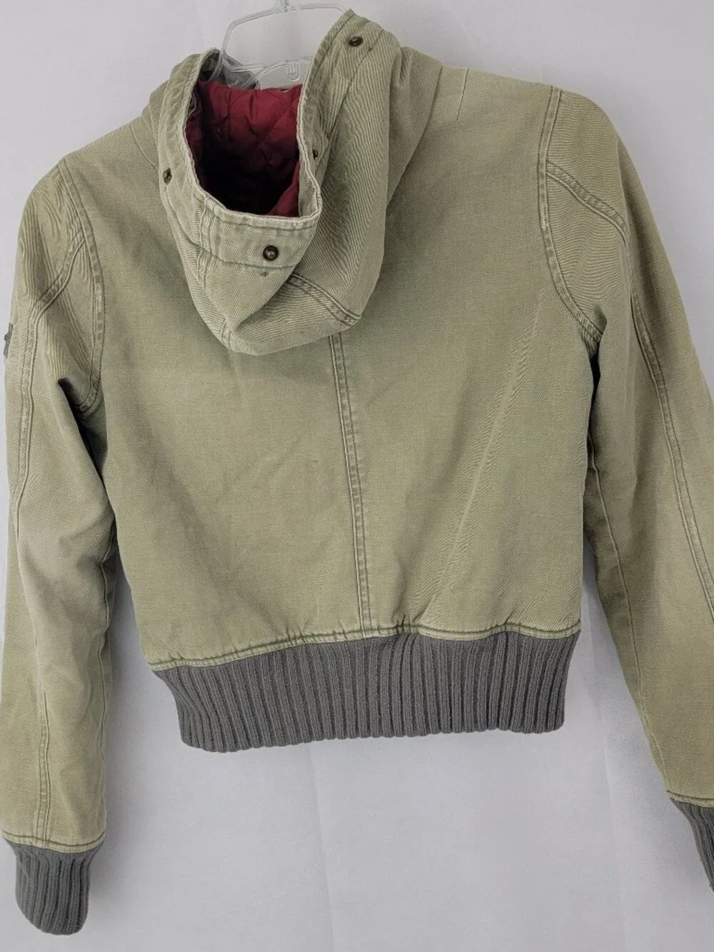 ABERCROMBIE & FITCH Womens Jacket M Cropped GREEN Utility Bomber Quilted VTG Y2K - Picture 6 of 15